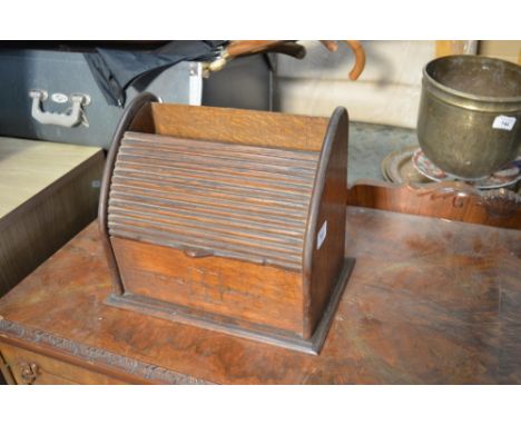 C20th Oak Letter Rack with roller shutter top (AF) W31.5cm X H25.5cm X D20.4cm 