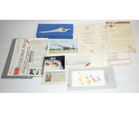 Concorde Supersonic Champagne Flight-SST 175, complete with ticket stubs, other related Concorde memorabilia including signed
