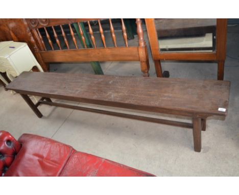 C20th oak bench L214cm X D30cm X H49cm 