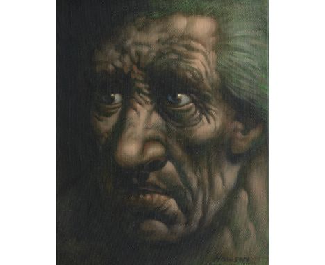 Peter Howson OBE (British, born 1958)Tiberius signed 'HOWSON' (lower right)oil on canvas30.5 x 25cm (12 x 9 13/16in).Footnote