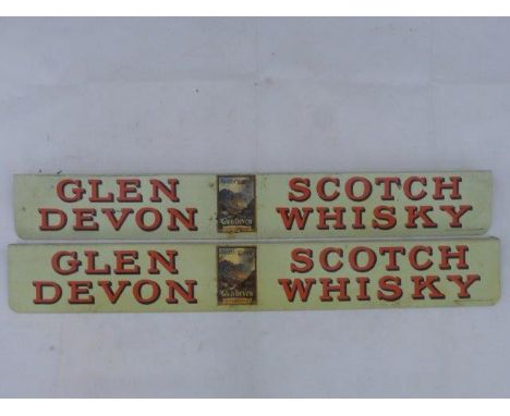 A pair of Glen Devon Scotch Whisky shelf strips by Hancock & Corfield.