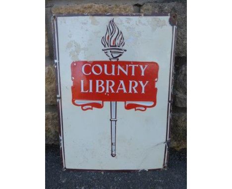 A County Library rectangular enamel sign, 13 x 18". 