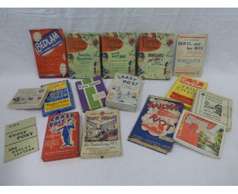 A collection of early party games including The Dainty Series, 'Beryl and her Boy', Pepys Party Games, etc.