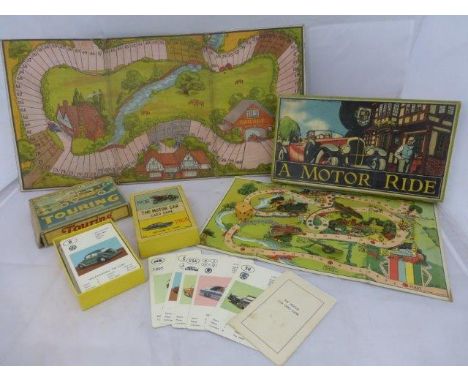 A boxed Chad Valley Game - 'A Motor Ride', a Chad Valley Games board, an empty Touring box and 'The Motor Car Card Game', no.