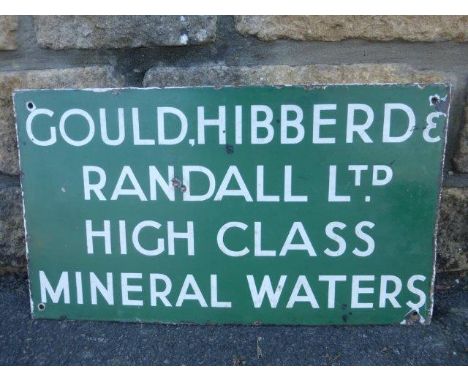 A Gould Hibberd & Randall Limited High Class Mineral Waters rectangular double sided enamel sign, lacking hanging flange and 