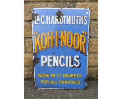 An L&C. Hardmuth's 'Koh-i-noor' Pencils rectangular enamel sign, 20 x 30". 