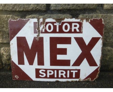 A double sided Mex Motor Spirit enamel sign lacking hanging flange, 17 x 12". 