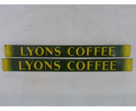 A pair of Lyons Coffee shelf strips.