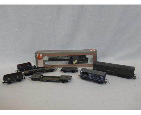 Assorted Lima 00 gauge rolling stock, van etc and a Lima Engineering Department trackside crane.