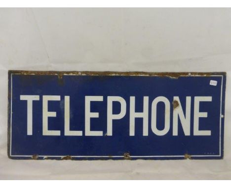 A rectangular 'Telephone' double sided enamel sign, 22 x 9".