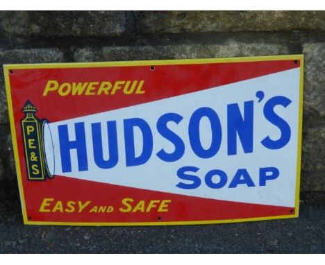 A 1980s reproduction Hudson's Soap rectangular enamel sign, 20 x 12". 