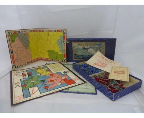 Aviator - The Aerial Tactics Game of Attack and Defence; also two other early boards for The Black Cat Liar Game and Kitchene