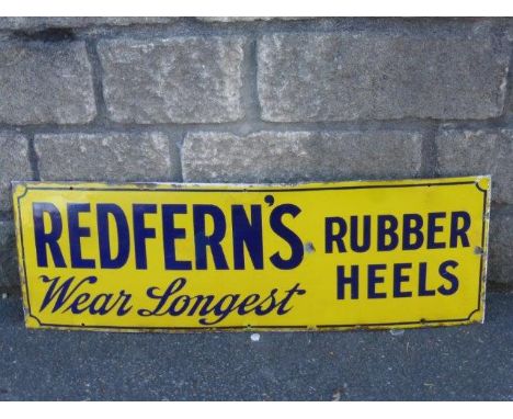 Yesterday's World Museum Cobblers - a Redfern's Rubber Heels rectangular enamel sign with retouching to most screw holes and 