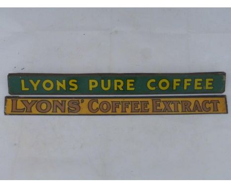 A Lyons Pure Coffee shelf strip and a Lyons' Coffee Extract shelf strip.