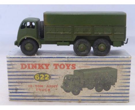 DINKY TOYS - 10-Ton Army Truck, no 622, good/very good but some minor rubbing particularly to canopy, blue striped box good b