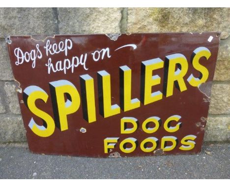 A Spillers Dog Foods rectangular enamel sign, 30 x 20". 