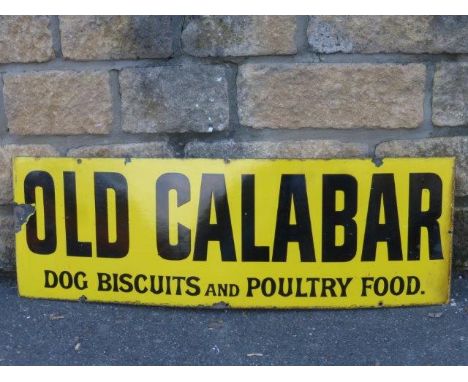 An Old Calabar Dog Biscuits and Poultry Food rectangular enamel sign, 36 x 12". 