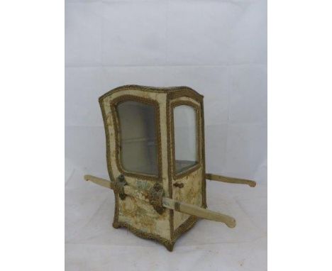 A rare French doll's sedan chair made for Jumeau dolls.