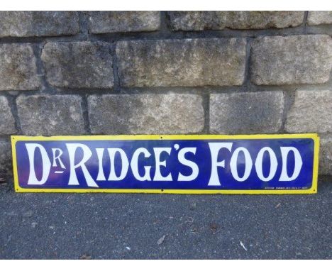 A rare and unusual rectangular enamel sign - 'Doctor Ridge's Food' by British Enamelled Iron Co. with some retouching, 39 1/2