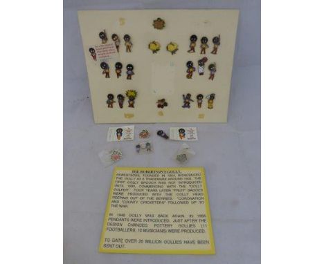 A good collection of Robertson Golly enamel badges including golfers and eight fruit badges, also two pendants (total 29 piec