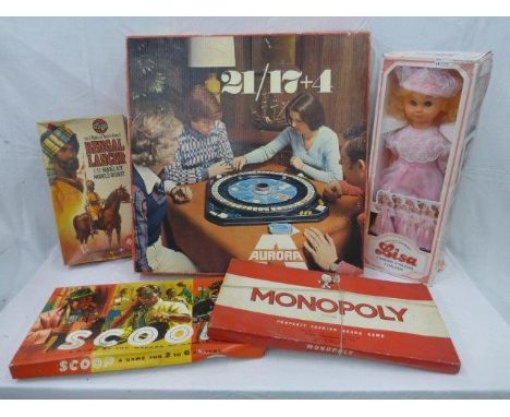 A Monopoly game, a Sloop board game, a boxed Airfix Bengal Lancer, etc.