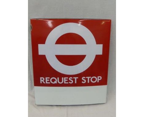 A Bus Stop - Request enamel sign.