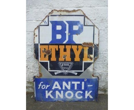 A BP Ethyl 'for Anti-Knock' double sided enamel sign, 20 1/4 x 29".