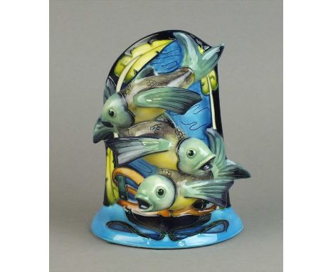 A Moorcroft Shearwater Moon 3-D model of fish dated 2006 designed by Emma Bossons, artist signed, painted and impressed marks