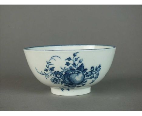 A Caughley slop or waste bowl circa 1777-84 very neatly transfer-printed in underglaze blue with the 'Apple and Damsons' patt