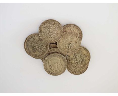 A large collection of British silver, cupro-nickel and bronze coinage, to include; eighty half crowns from 1918 to 1938 and p