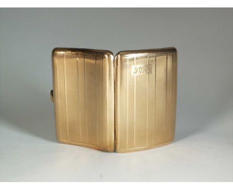A 9ct gold cigarette case, with engine turned decoration and engraved monogram, weight approx 60.3g