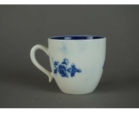 A Caughley coffee cup circa 1785-95 of plain form with loop handle, painted in underglaze blue with the Salopian Sprigs patte