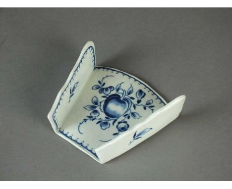 An unusual Worcester asparagus server circa 1780 painted in underglaze blue with the Fruit Sprays pattern within a loop and d