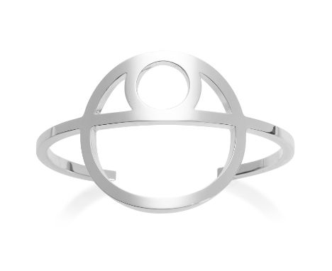 A CHAINE D'ANCRE GAME BRACELET, HERMES in sterling silver designed as an abstract anchor link set to a plain bangle, signed H