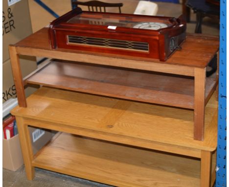 MODERN OAK COFFEE TABLE, TEAK COFFEE TABLE &amp; WALL CLOCK     