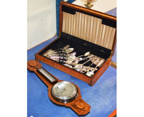 ART DECO COMBINATION BAROMETER THERMOMETER &amp; CANTEEN OF CUTLERY     
