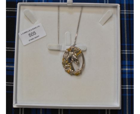NOVELTY STERLING SILVER UNICORN PENDANT &amp; CHAIN     