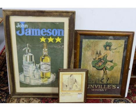 Large John Jameson Advertising Print, Dunville Whisky Print & set of 3 Canadian Club Whisky Prints (5)