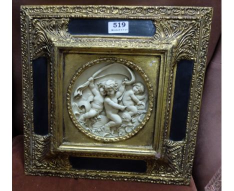 3 Pictures – raised relief of cherubs, portrait of a lady by J Jonson ’68 & 3 Tribal Women