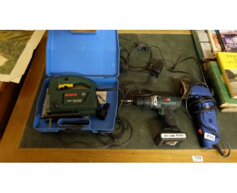 Cordless drill, electric jigsaw & electric sander (3)