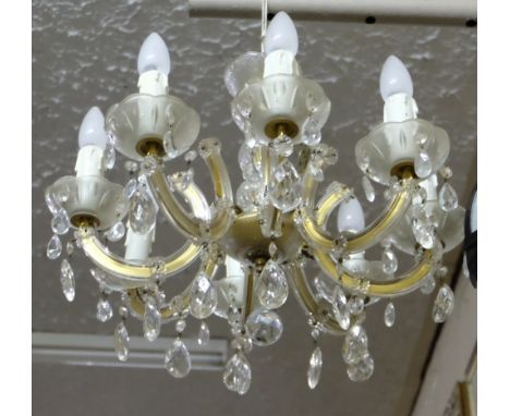 8 Branch Glass Ceiling Light with cut glass droplets