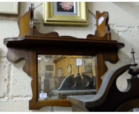 Walnut framed wall mirror, with a shelf, 25”w approx.