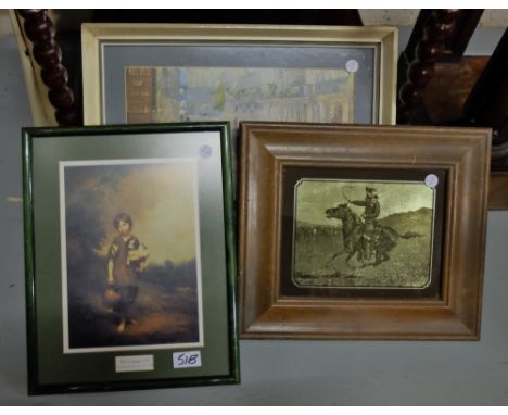 Yeats Print “Many Ferries” & 3 other pictures - glass cowboy, Gainsborough & Monet (4)