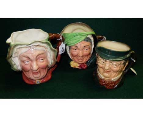 2 Royal Doulton Character Cups – Gent with spectacles & a lady with green scarf & a Beswick “Sairey Gamp” (3)