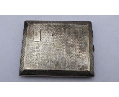 A 1920s silver engine turned cigarette case with empty cartouche and gilded interior 148gLocation: 
