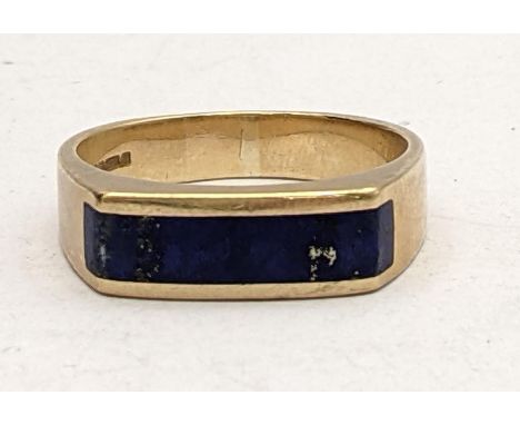 A 9ct gold and blue enamel gents ring 6.8gLocation: 