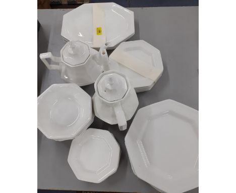 A quantity of white ceramic Johnson Brothers dinner ware, teapot and coffee pot, Location: A3M 