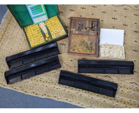 A cased Mah Jong set together with a Mah Jong book manual and others, Location: 