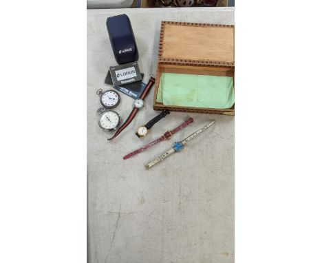 Mixed watches to include two pocket watches and mixed ladies watches to include a Lorus, a Timex and othersLocation:4.5 