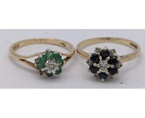 Two 9ct gold rings to include a sapphire and diamond cluster ring A/F 4.4gLocation: 